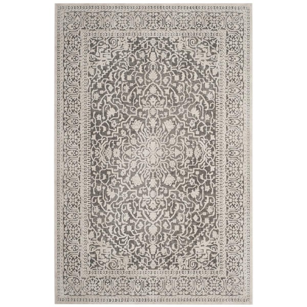 Safavieh Reflection Power Loomed Rectangle Rug, Dark Grey and Cream - 3 x 5 ft. RFT670B-3 - main
